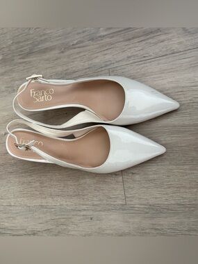 Franco Sarto Women's Cream Patent Slingback Flats